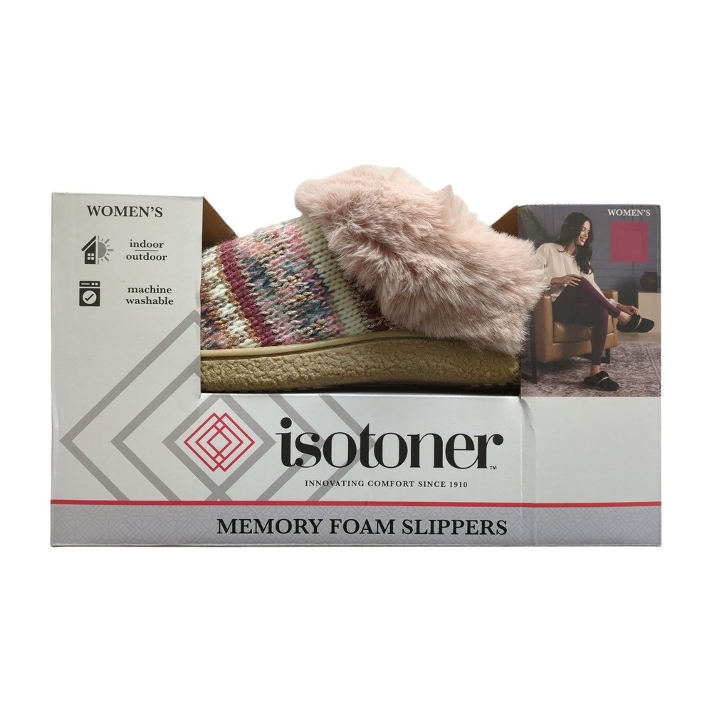 Isotoner Women's Memory Foam Classic Comfort Clog Slipper Dark Orchid XL 9.5-10